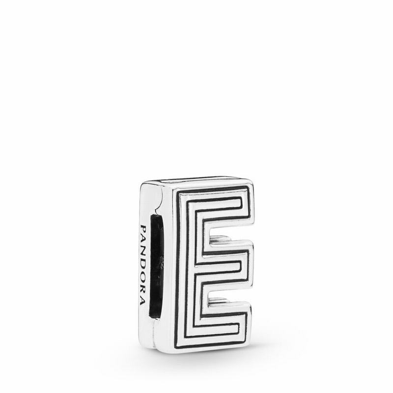 Pandora Reflexions™ Letter E Clip Charm Europe - Sterling Silver/Silicone - 340982FIJ
